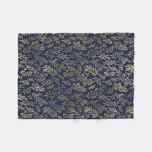 Blauw en goudkleurig Abstract deco verliest patroo Fleece Deken (Voorkant (Horizontaal))