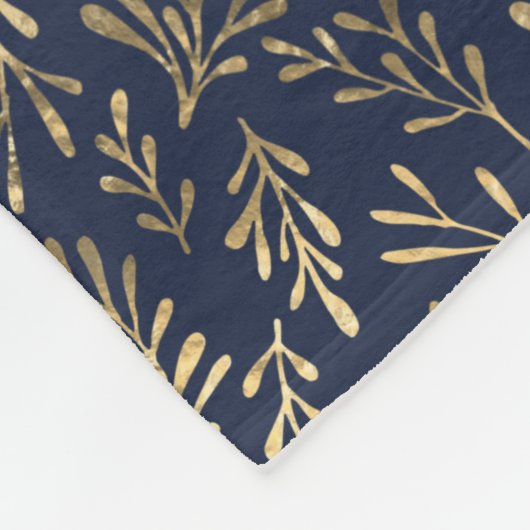 Blauw en goudkleurig Abstract deco verliest patroo Fleece Deken (Hoek)