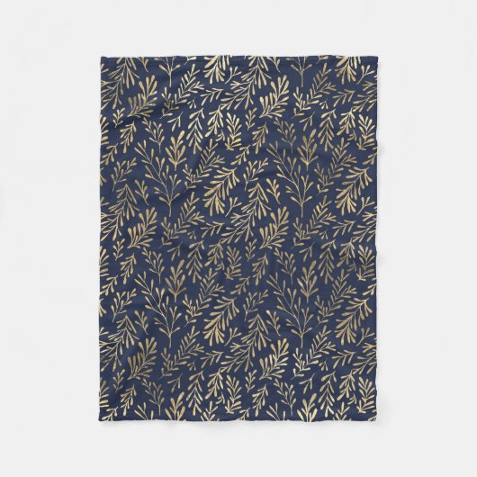 Blauw en goudkleurig Abstract deco verliest patroo Fleece Deken (Voorkant)