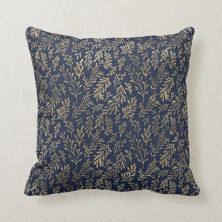 Blauw en goudkleurig Abstract deco verliest patroo Kussen