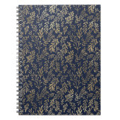 Blauw en goudkleurig Abstract deco verliest patroo Notitieboek (Voorkant)