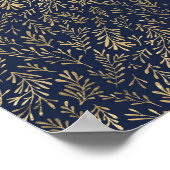 Blauw en goudkleurig Abstract deco verliest patroo Poster (Hoek)