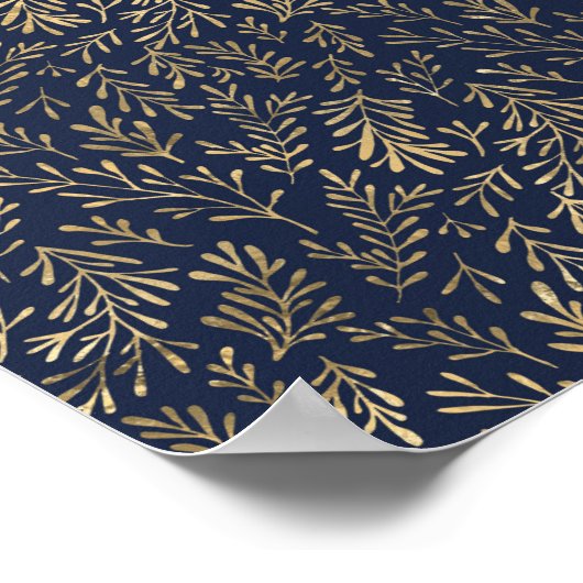 Blauw en goudkleurig Abstract deco verliest patroo Poster (Hoek)