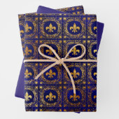 Blauw en goudkoorts inpakpapier vel (In situ)