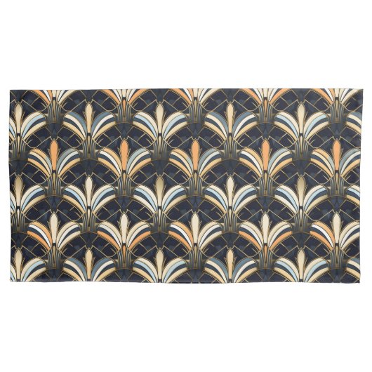 Blauw en goudkunst Deco Kussensloop (Voorkant-Links)