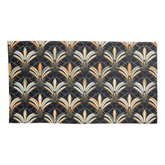 Blauw en goudkunst Deco Kussensloop (Achterkant-Rechts)