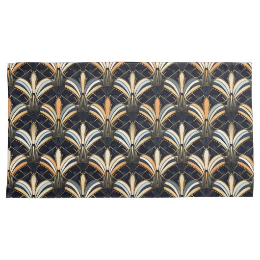 Blauw en goudkunst Deco Kussensloop (Voorkant-Rechts)