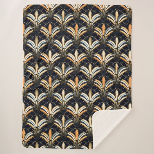 Blauw en goudkunst Deco Sherpa Deken (Voorkant)