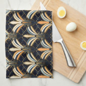 Blauw en goudkunst Deco Theedoek (Quarter Fold)