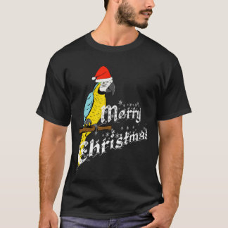 blauw en goudmakreel kerstpapegaai t-shirt