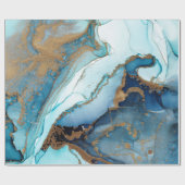 Blauw en goudmarmer omslagpapier cadeaupapier (Vlak)