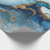 Blauw en goudmarmer omslagpapier cadeaupapier (Hoek)