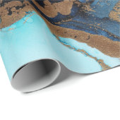 Blauw en goudmarmer omslagpapier cadeaupapier (Rol Hoek)