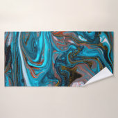 Blauw en goudmarmerpatroon. Golden marmer liqu Badhanddoek (Badhanddoek)