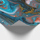 Blauw en goudmarmerpatroon. Golden marmer liqu Cadeaupapier (Hoek)