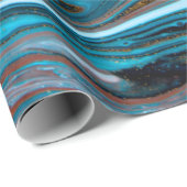 Blauw en goudmarmerpatroon. Golden marmer liqu Cadeaupapier (Rol Hoek)