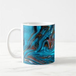 Blauw en goudmarmerpatroon. Golden marmer liqu Koffiemok