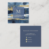 Blauw en goudmatig Abstract | Sociale media Vierkante Visitekaartje (Voorkant / Achterkant)