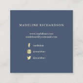 Blauw en goudmatig Abstract | Sociale media Vierkante Visitekaartje (Achterkant)