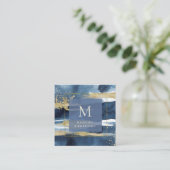 Blauw en goudmatig Abstract | Sociale media Vierkante Visitekaartje (Staand voorkant)