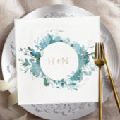 Blauw en goudmatig minimalistisch Vrijgezellenfees Servet