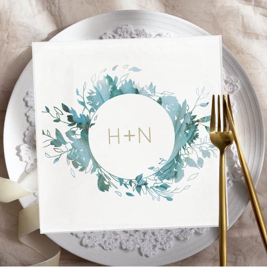 Blauw en goudmatig minimalistisch Vrijgezellenfees Servet