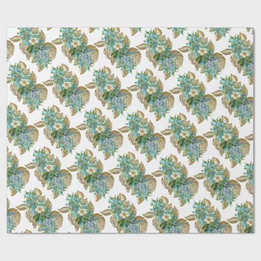  blauw en goudmeel cadeaupapier (Vlak)