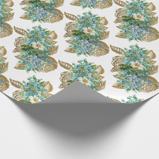  blauw en goudmeel cadeaupapier (Hoek)