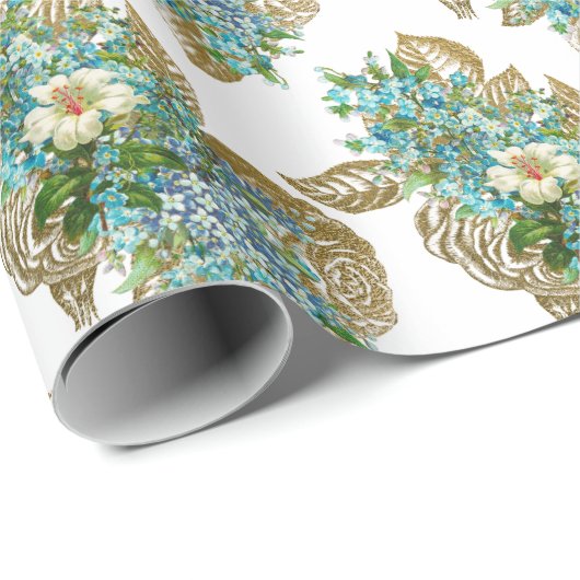  blauw en goudmeel cadeaupapier (Rol Hoek)