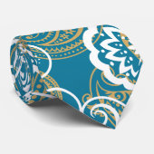 Blauw- en goudpaisleypatroon stropdas (Opgerold)