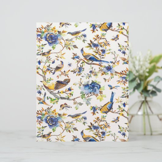 Blauw- en goudpapier voor vogels (Staand voorkant)