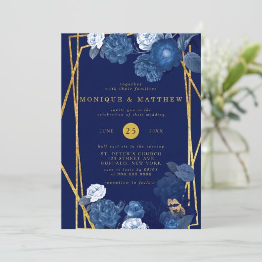 Blauw- en goudplatforminstallatie kaart (Staand voorkant)