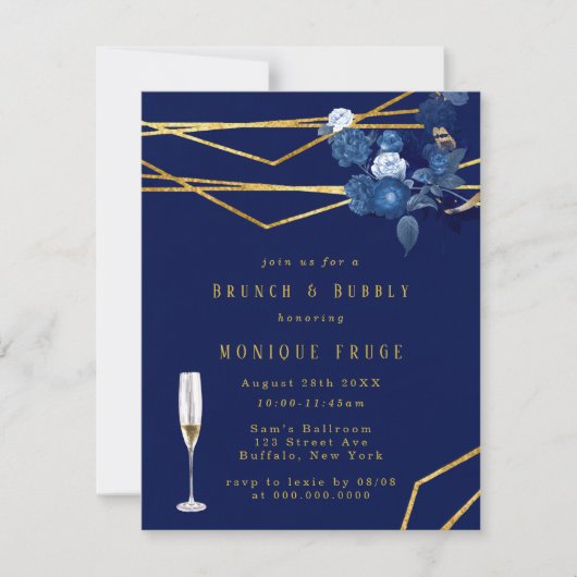 Blauw- en goudplatforminstallaties Brunch en Bubbl Kaart (Voorkant)