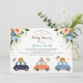 Blauw- en goudpompoen op Baby shower Kaart (Staand voorkant)