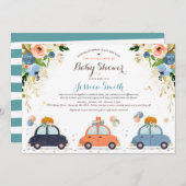 Blauw- en goudpompoen op Baby shower Kaart (Voorkant / Achterkant)