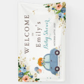 Blauw- en goudpompoen op Baby shower Spandoek (Verticaal)