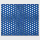 Blauw- en goudstars kerstpapier cadeaupapier (Vlak)