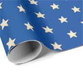 Blauw- en goudstars kerstpapier cadeaupapier (Rol Hoek)