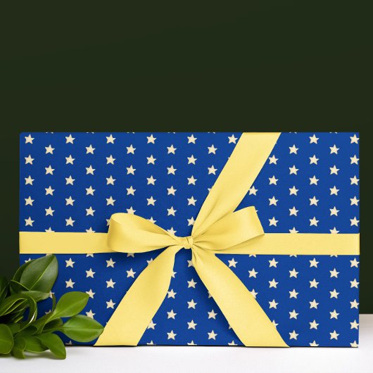 Blauw- en goudstars kerstpapier cadeaupapier