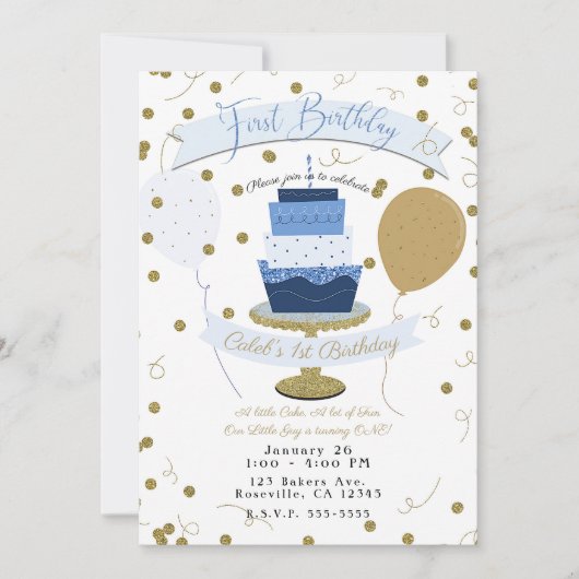 Blauw- en goudsuiker: 1 op de eerste verjaardag va kaart (Voorkant)