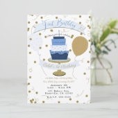 Blauw- en goudsuiker: 1 op de eerste verjaardag va kaart (Staand voorkant)