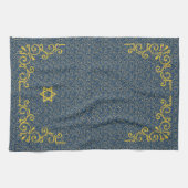 Blauw en goudtoon Baroque Vlaamse handwas Theedoek (Horizontaal)