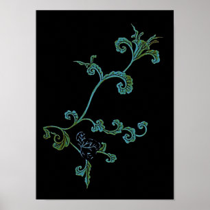  blauw- en goudventilator poster