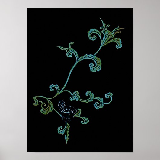  blauw- en goudventilator poster (Voorkant)