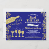 Blauw- en goudvoorraad op de bar verlovingspartij kaart (Voorkant)