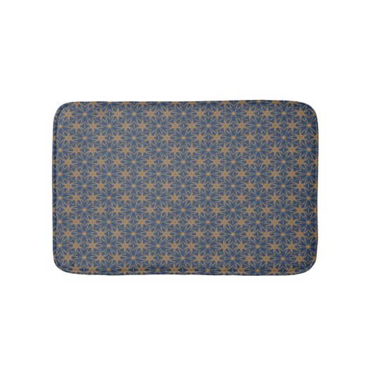 Blauw en goudvormig ontwerp badmat (Voorkant)