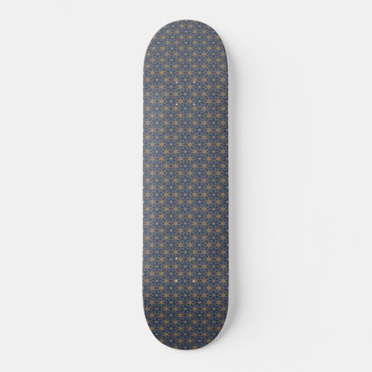 Blauw en goudvormig ontwerp persoonlijk skateboard (Voorkant)