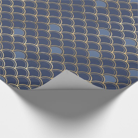 Blauw en goudvormig patroon cadeaupapier (Hoek)