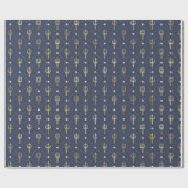 Blauw en goudvormig patroon cadeaupapier (Vlak)