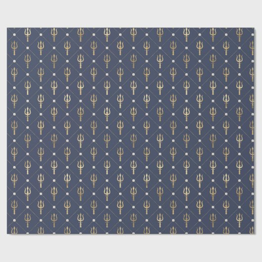 Blauw en goudvormig patroon cadeaupapier (Vlak)